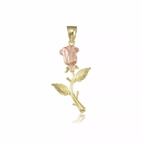 Solid Gold Rose Flower Charm Pendant NEW Real Gold
